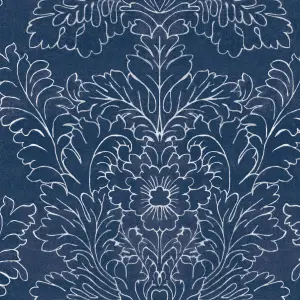 Laura Ashley Silchester Blue Contemporary Smooth Wallpaper