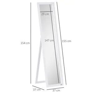 HOMCOM Full Length Mirror, Floor Standing or Wall-Mounted Long Mirror, White