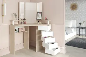 parisot Corner dressing table white/oak affect