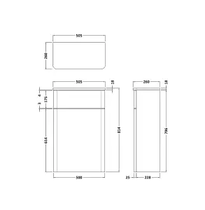 Floor Standing Concealed WC Toilet Unit - 500mm - Soft Black (Concealed Cistern Not Included)