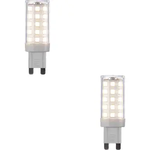 2 PACK Clear & White 4.8W G9 SMD LED Light Bulb - Dimmable Cool White - 470lm 4000k