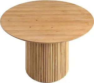 Maru Round Oak Pedestal Dining Table, Oak Modern Wooden - Daals - Dining Tables