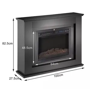 Modern Black Electric Fireplace Surround Only