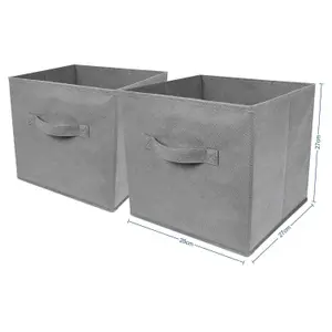 2 Large Square Canvas Cube Storage Box - Foldable - Collapsible Fabric Cubes - Fold Flat When Not In Use