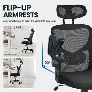 Yaheetech Mesh Office Chair with Armrests and Headrest - Black