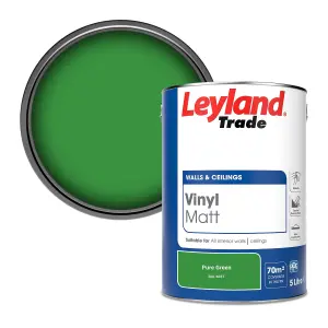 Leyland Trade Vinyl Matt Walls & Ceilings Emulsion Paint Pure Green (RAL 6037) 5L