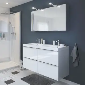 GoodHome Imandra White Wall-mounted Vanity unit & basin set - Includes Nira basin (W)1204mm