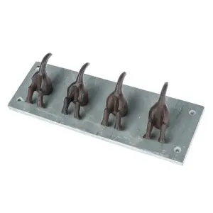 Homescapes Modern Dog Tail Coat Hooks Cast Iron and Slate Wall Mounted Design