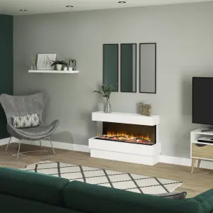 Be Modern Ashgrove White Outset Electric Fire suite