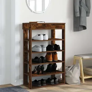 Berkfield Shoe Rack Smoked Oak 60x30x98 cm Engineered Wood