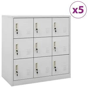 Berkfield Locker Cabinets 5 pcs Light Grey 90x45x92.5 cm Steel