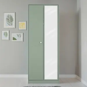 San Jose Ready assembled Contemporary Green Tall Double Wardrobe With 1 mirror door (H)1960mm (W)740mm (D)520mm