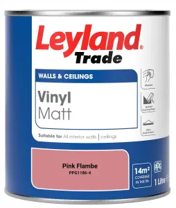 Leyland Trade Vinyl Matt Walls & Ceilings Emulsion Paint Pink Flambe (PPG1186-4) 1L