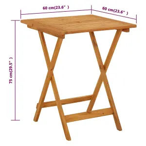 Berkfield Folding Garden Table 60x60x75 cm Solid Acacia Wood