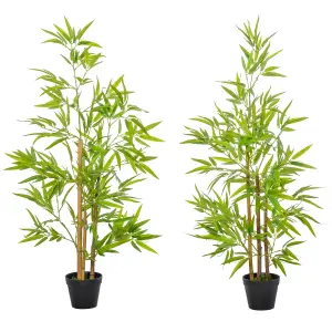 Outsunny Set of 2 120cm/4FT Artificial Bamboo Trees Plant w/ Pot Indoor Outdoor