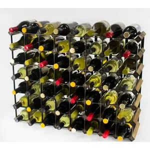 Liddle 56 Bottle Wine Rack Walnut Stained Pine / Black Steel