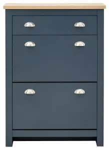 GFW Lancaster 2 Door 1 Drawer Shoe Cabinet Slate Blue