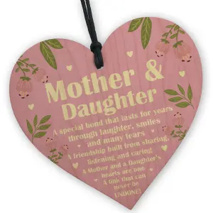 Red Ocean Mother And Daughter Gift Wooden Heart Birthday Mothers Day Gift For Mum Mummy Novelty Plaque