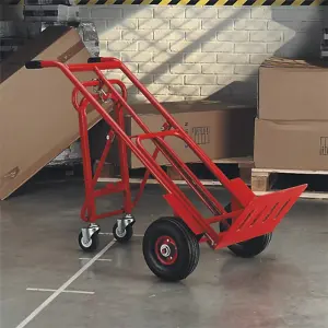 3-in-1 Pneumatic Wheel Sack Truck, Adapt Configurations In Seconds, Pneumatic Tyres, Tubular Steel Framework, 250kg Capacity