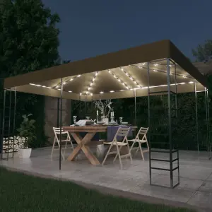 Berkfield Gazebo with LED String Lights 3x4 m Taupe