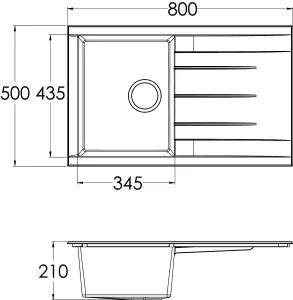 Cooke & Lewis Ising Black Resin 1 Bowl Sink & drainer 500mm x 800mm