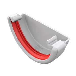 White Round Gutter External Stop End, Freeflow 112mm Rain Water Systems