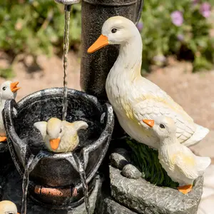 Primrose Duck Family at Old Tap Water Feature with Lights 56cm