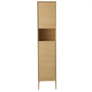 GoodHome Avela Tall Matt Oak Veneer Single Wall-mounted Bathroom Cabinet (H)170cm (W)40cm