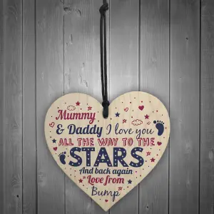 Red Ocean Mummy To Be Gifts Daddy To Be Card Wooden Heart From Bump Gifts Baby Shower Gift Keepsake