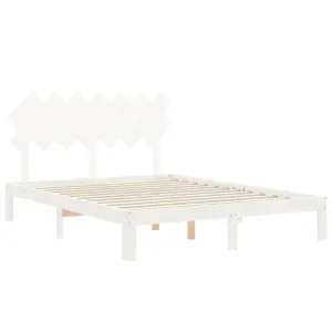 Berkfield Bed Frame with Headboard White 140x200 cm Solid Wood