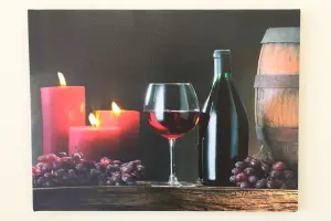 Garden Market Place SET OF 3 Festive Christmas Wine Scenes Canvas Picture Prints With LED Lights