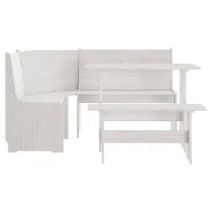 Berkfield 3 Piece Dining Set White Solid Wood Pine