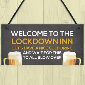 Lockdown Inn Funny Home Bar Sign Man Cave Garage Door Sign Gift