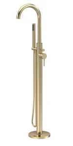 Connect Floor Standing Bath Shower Mixer Tap with Shower Kit - Brushed Brass - Balterley