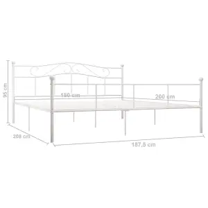 Berkfield Bed Frame White Metal 180x200 cm 6FT Super King