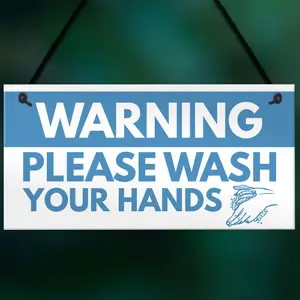 Warning Sign Please Wash Your Hands Bathroom Toilet Sign Hanging Plaque Home Decor