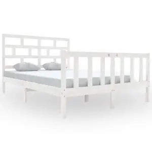 Berkfield Bed Frame White Solid Wood Pine 140x200 cm