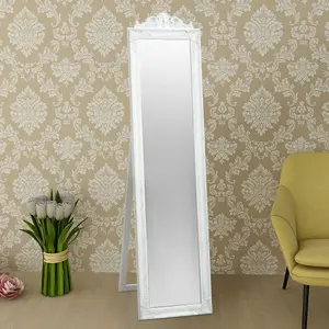 Berkfield Free-Standing Mirror Baroque Style 160x40 cm White