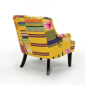 Fabric Gold Patchwork Lydia Accent Chair