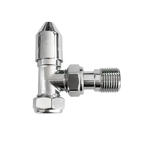 Right Radiators Chrome Angled TRV Thermostatic Radiator valve & lockshield 15mm x 1/2"