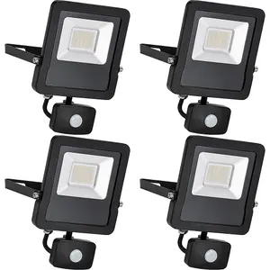 4 PACK Outdoor IP65 Automatic Floodlight - 30W Cool White LED - PIR Sensor