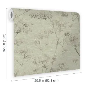 Boutique Serene Seed-Head Sage Floral Wallpaper