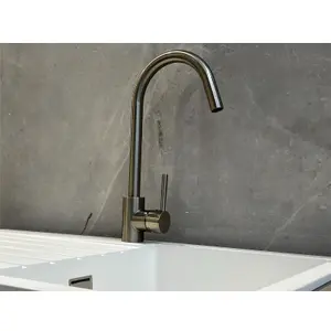 Liquida LS04BN Monobloc Swan Neck Single Lever Brushed Nickel Kitchen Mixer Tap