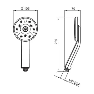 Methven Satinjet KIRI Low Flow Shower Head - Chrome/Gray