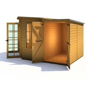 Shire Hampton Corner Summerhouse With Side Shed 8 Ft X 12 Ft