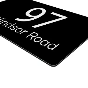 Personalised Aluminium House Plaque with Solar Light Customised with Your House Number and Street Name 160 x 280mm Black