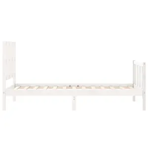 Berkfield Bed Frame with Headboard White 90x190 cm Solid Wood