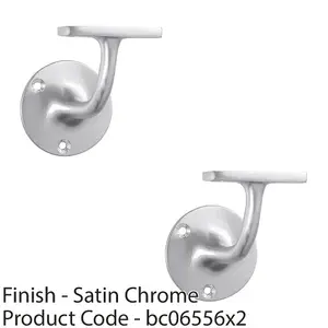 2 PACK - Lightweight Stair Handrail Bannister Bracket Arm - Satin Chrome 72mm Holder