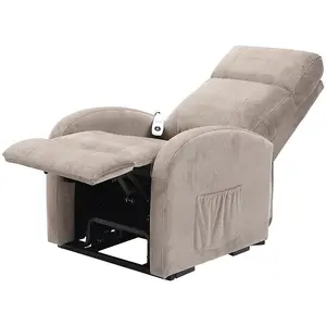 Single Motor Rise and Recline Lounge Chair Pebble Coloured Micro Fibre Material