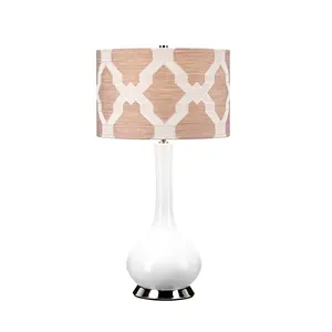 Luminosa Milo Table Lamp with Round Shade, Polished Nickel, White, Pink